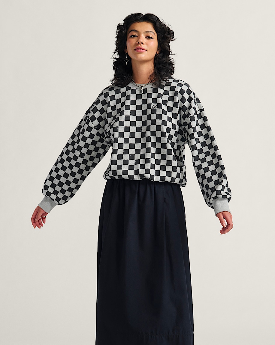 retro-sweatshirt mit schachbrettmuster