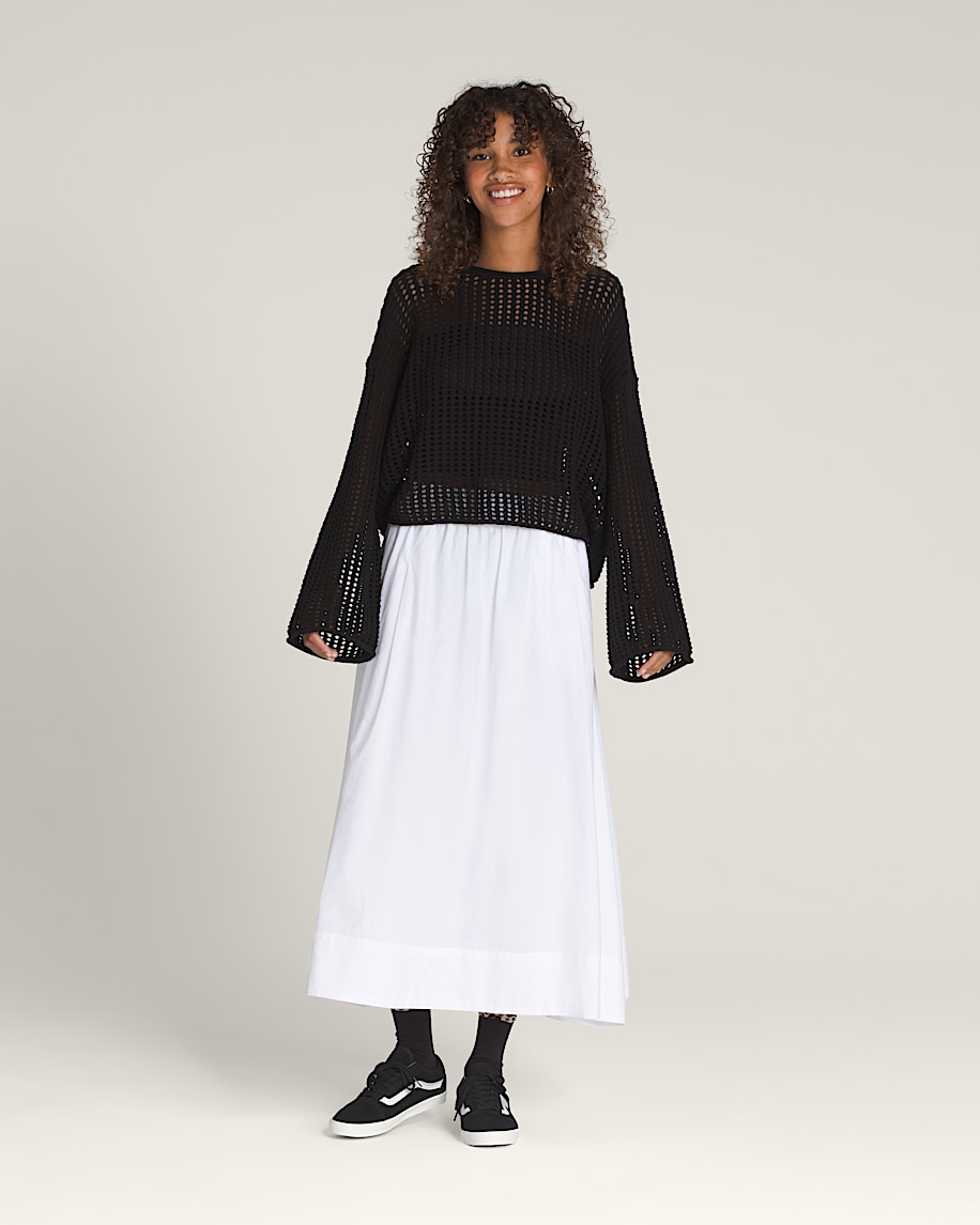 mila open knit crop crew sweater