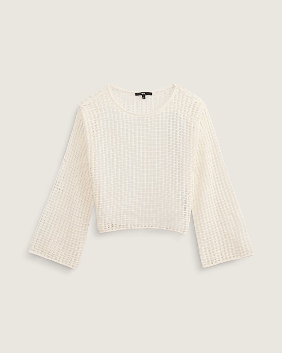 mila open knit crop crew sweater