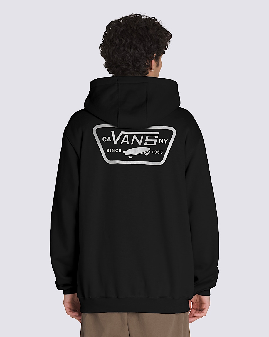 pullover-hoodie mit durchgehendem aufnäher