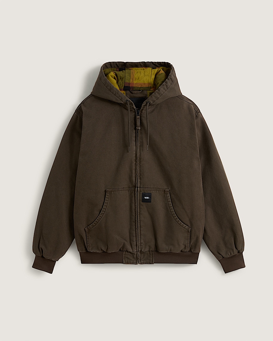 arbeitsjacke aus canvas mit durchgehendem reißverschluss