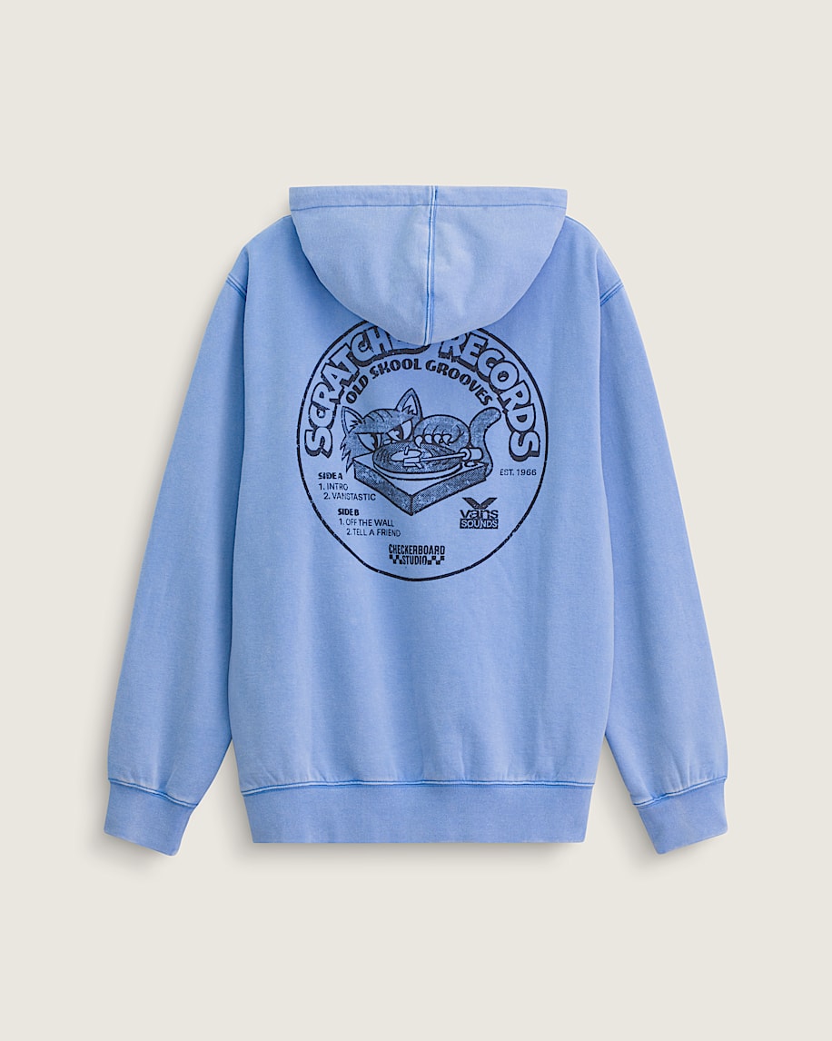 pullover-hoodie mit kratzer-schallplatten-motiv
