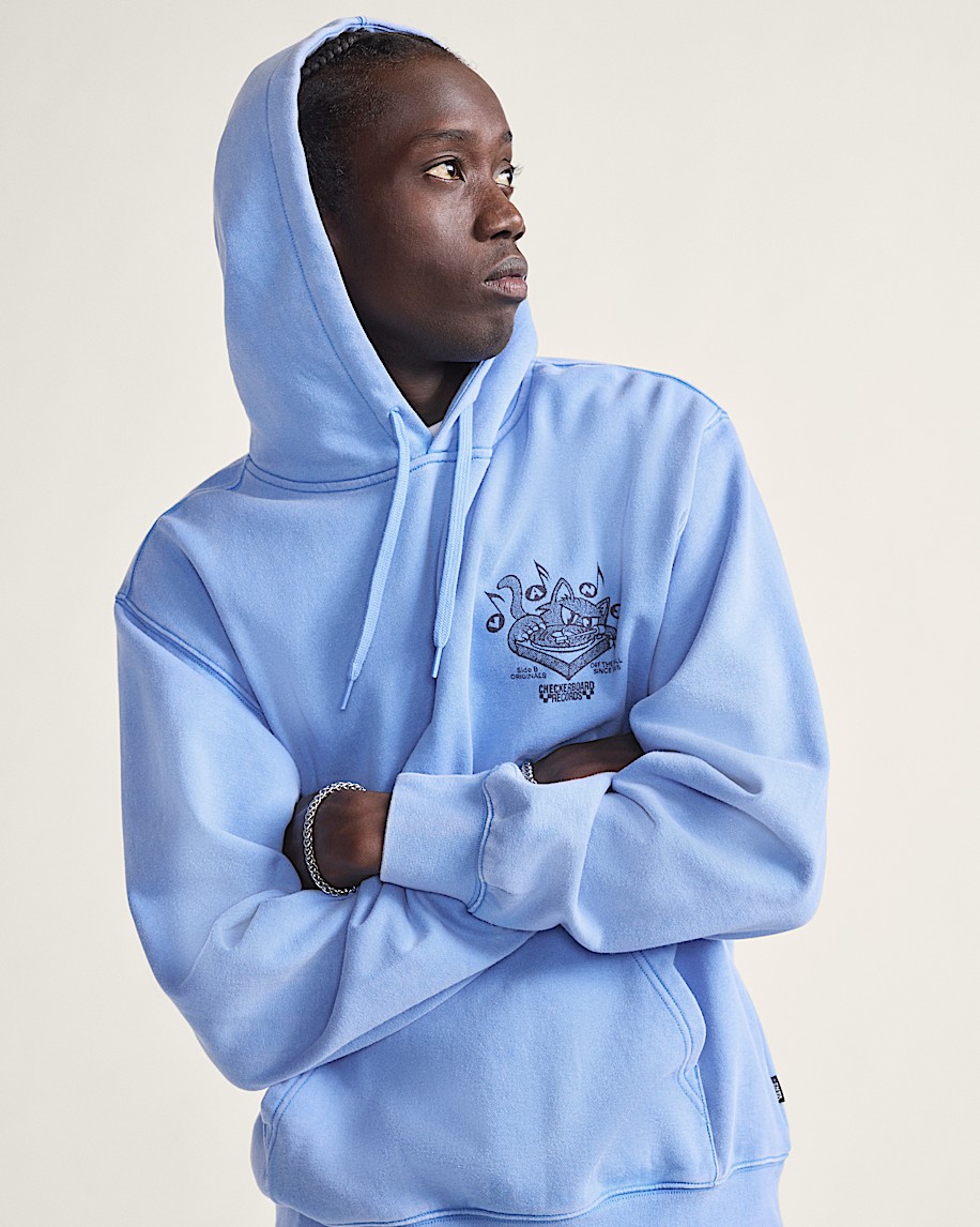 pullover-hoodie mit kratzer-schallplatten-motiv