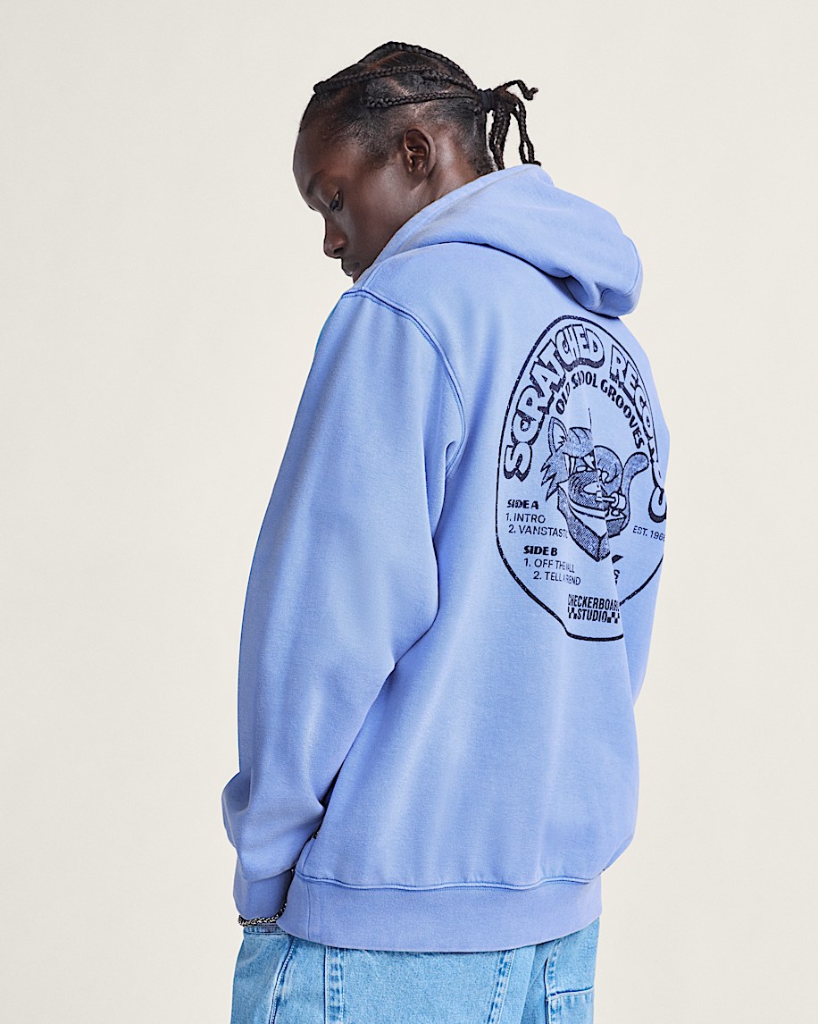 pullover-hoodie mit kratzer-schallplatten-motiv