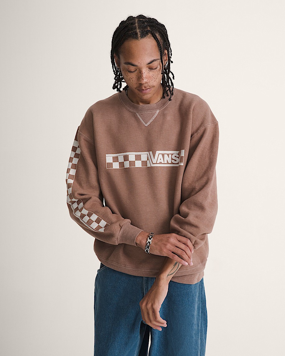 waffle shop checkerboard vans style crew sweatshirt