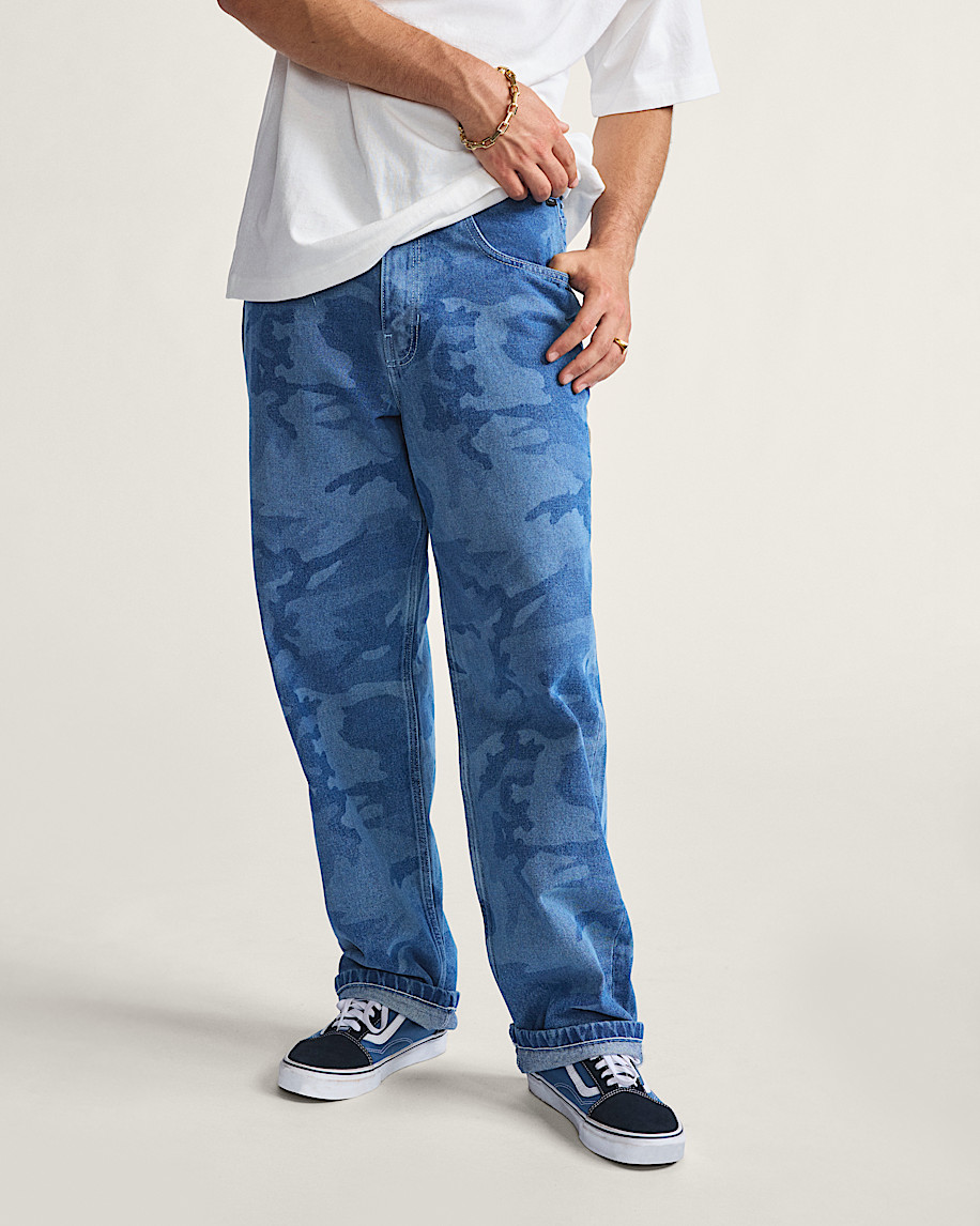 check-5 loose denim pants