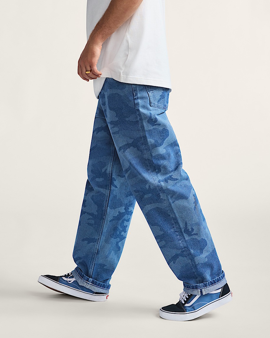 check-5 loose denim pants