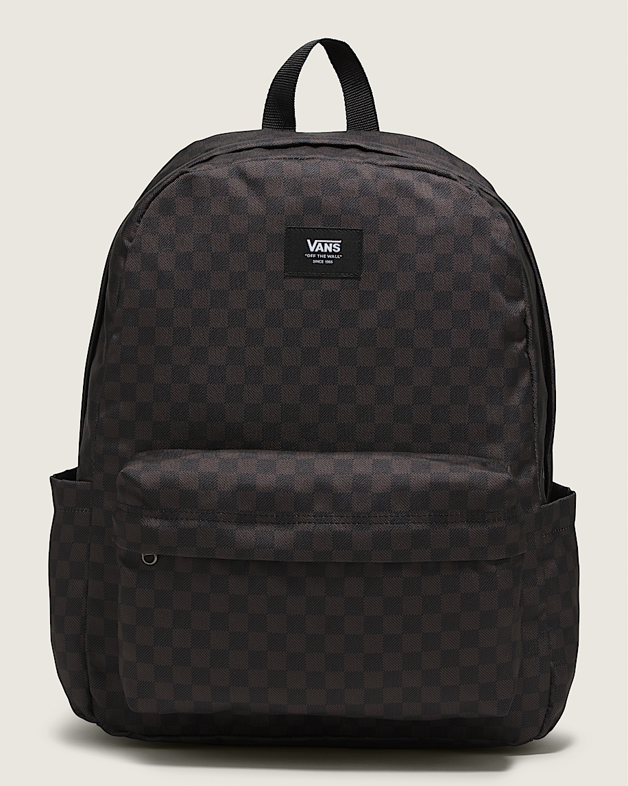 old-school-rucksack mit schachbrettmuster