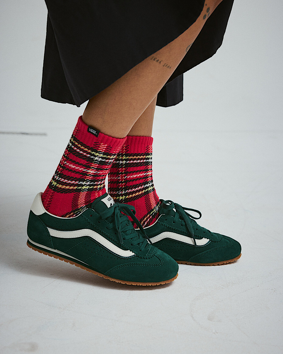 drop v plaid half crew socken