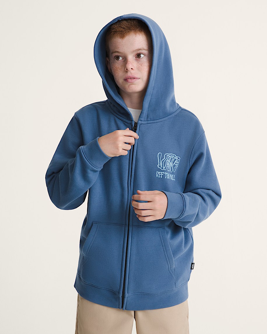 kinder-kapuzenpullover mit rippstrick und reißverschluss