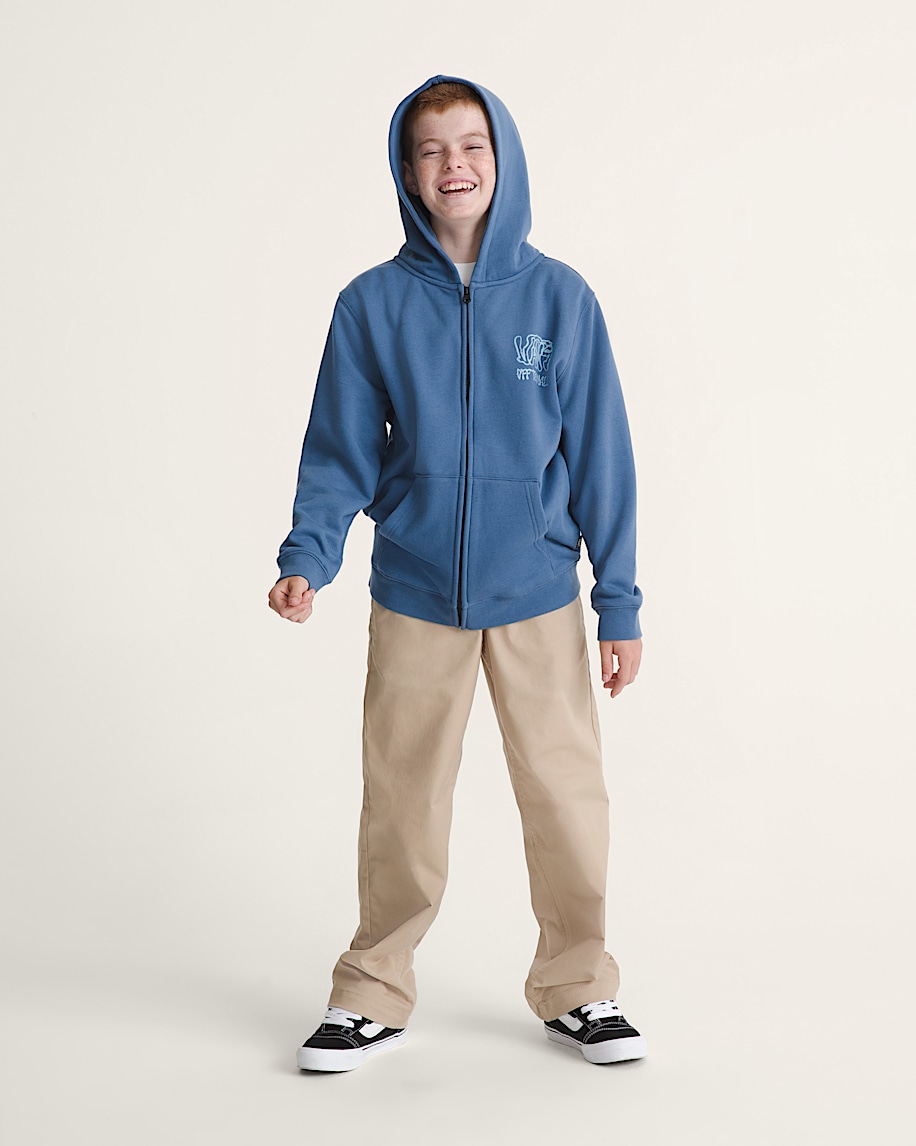 kinder-kapuzenpullover mit rippstrick und reißverschluss
