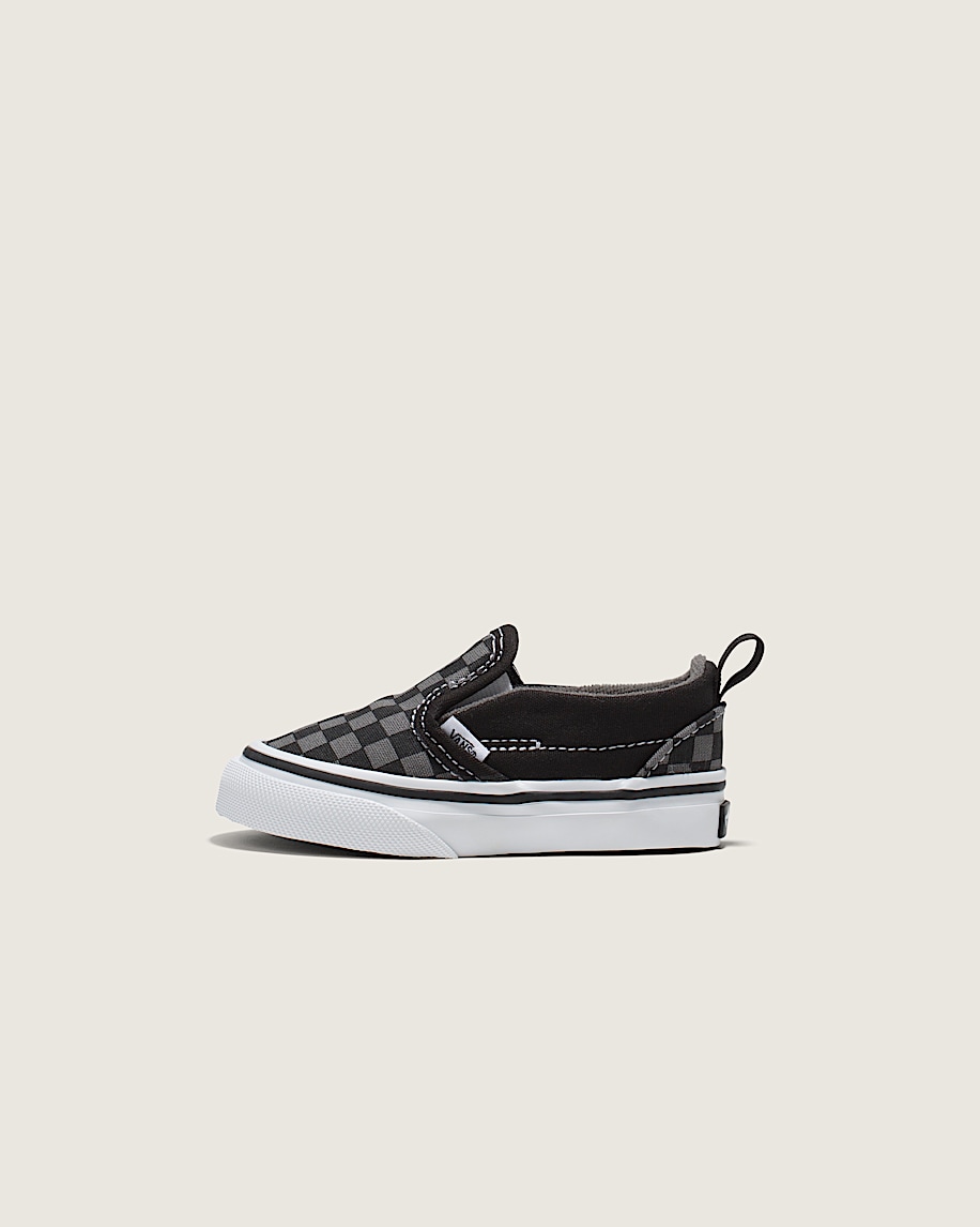 klassischer slip-on-schuh für kleinkinder mit v-förmigem schachbrettmuster