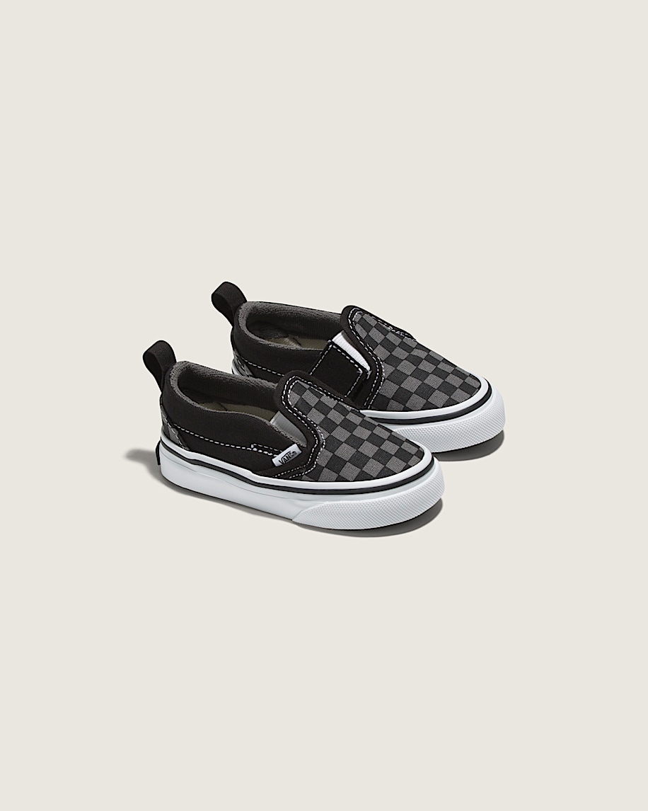 klassischer slip-on-schuh für kleinkinder mit v-förmigem schachbrettmuster