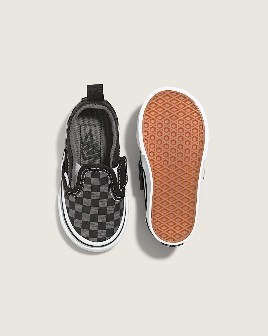 klassischer slip-on-schuh für kleinkinder mit v-förmigem schachbrettmuster
